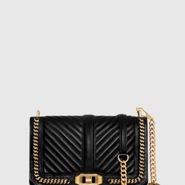 Chevron Quilted Love Crossbody With Chain Inset