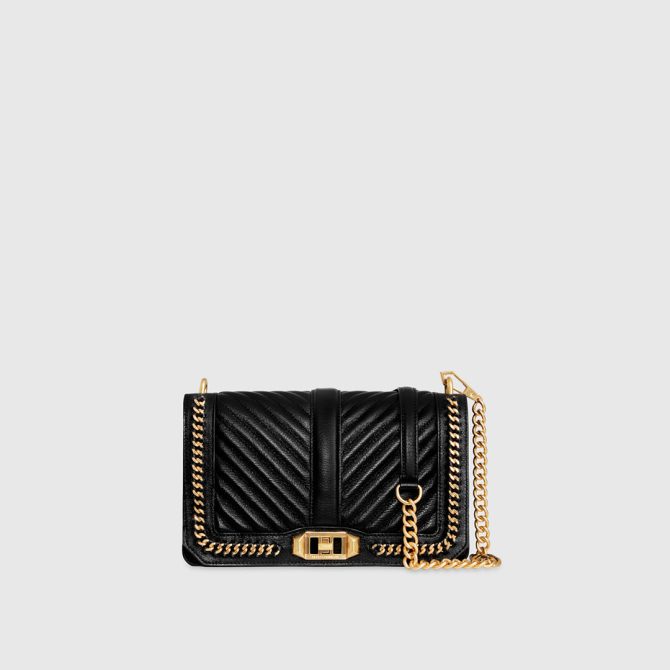 Chevron Quilted Love Crossbody With Chain Inset - Image 4