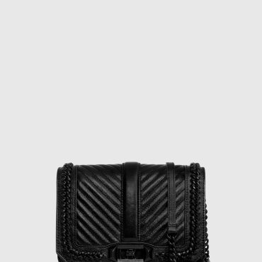 Chevron Quilted Small Love Crossbody with Chain Inset
