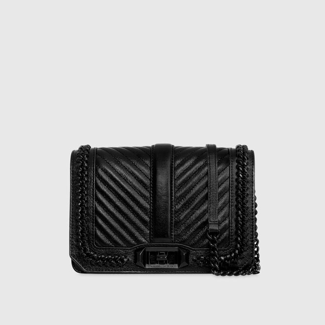 Chevron Quilted Small Love Crossbody with Chain Inset - Image 4