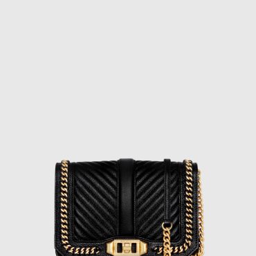 Chevron Quilted Small Love Crossbody With Chain Inset