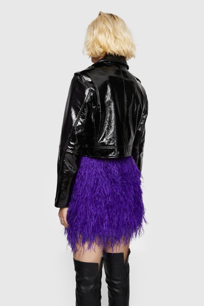Cropped Patent Jett Moto Jacket - Image 3