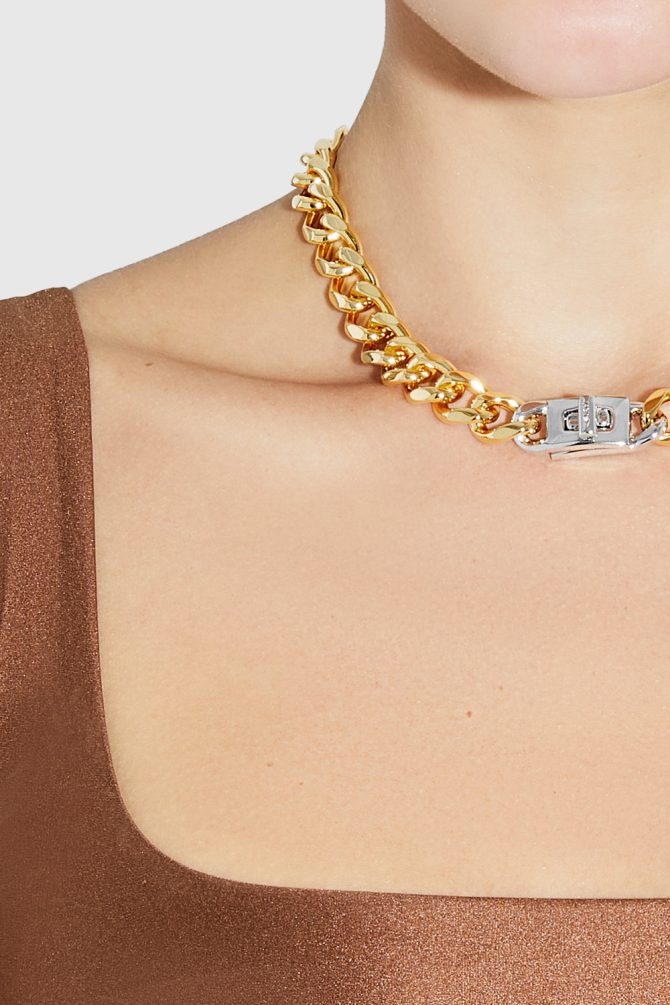 Pad Lock Curb Chain Necklace - Image 2