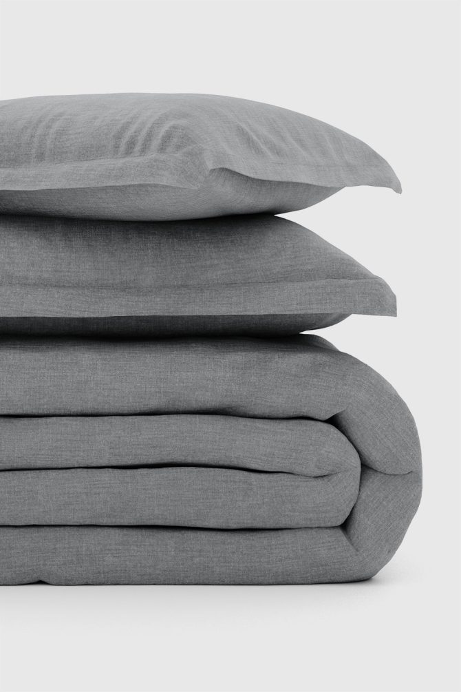 Gray Bamboo/Linen Duvet Set