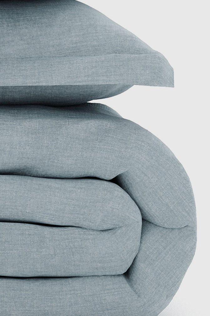 Light Blue Bamboo/Linen Duvet Set - Image 3