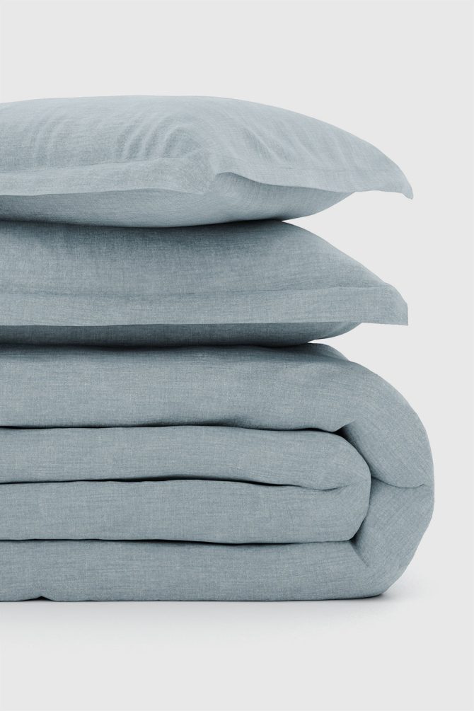 Light Blue Bamboo/Linen Duvet Set