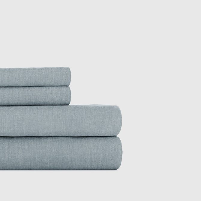 Light Blue Bamboo/Linen Sheet Set - Image 4