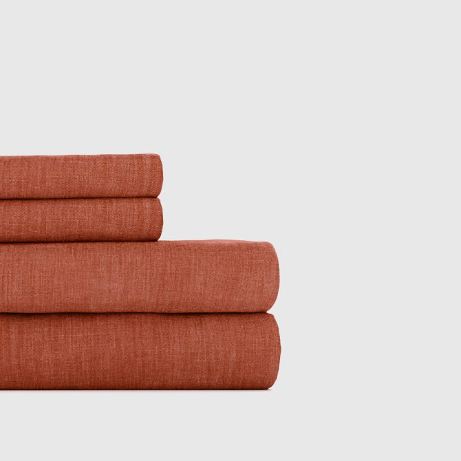 Terracotta Bamboo/Linen Sheet Set - Image 4