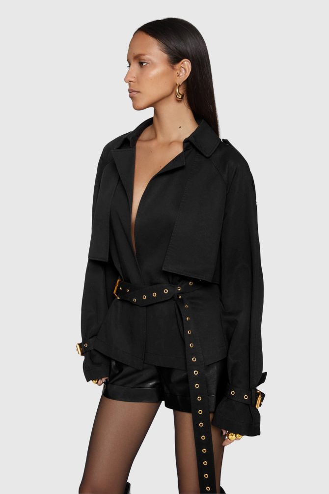Mia Cropped Trench Coat - Image 2