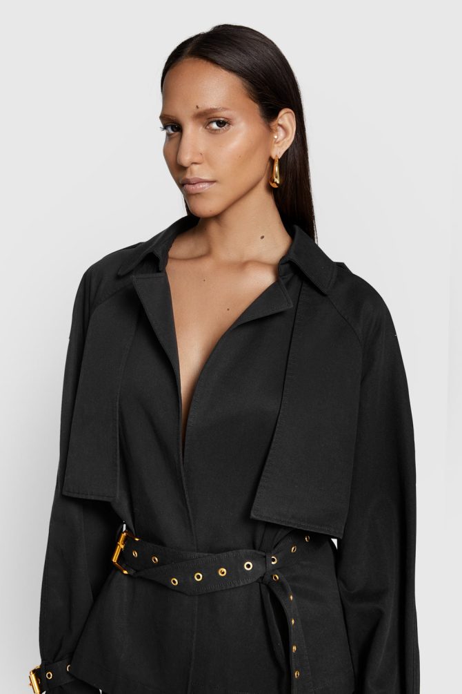 Mia Cropped Trench Coat - Image 4
