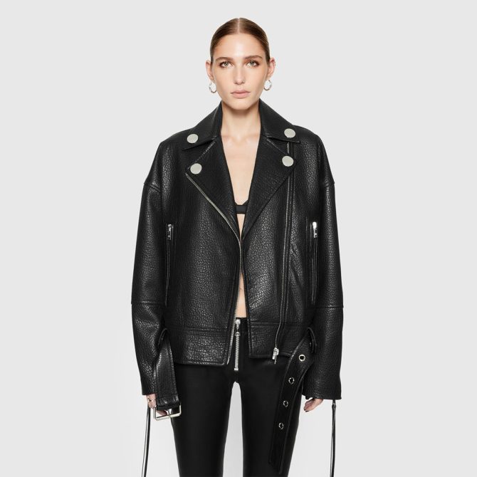 Stevie Oversized Leather Moto Jacket - Image 4
