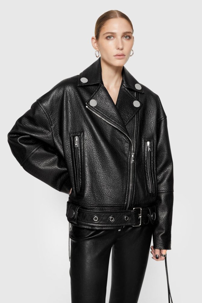Stevie Oversized Leather Moto Jacket - Image 2