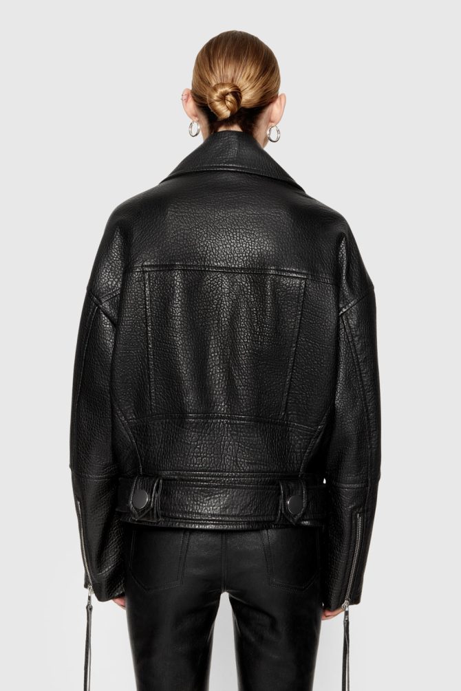Stevie Oversized Leather Moto Jacket - Image 3