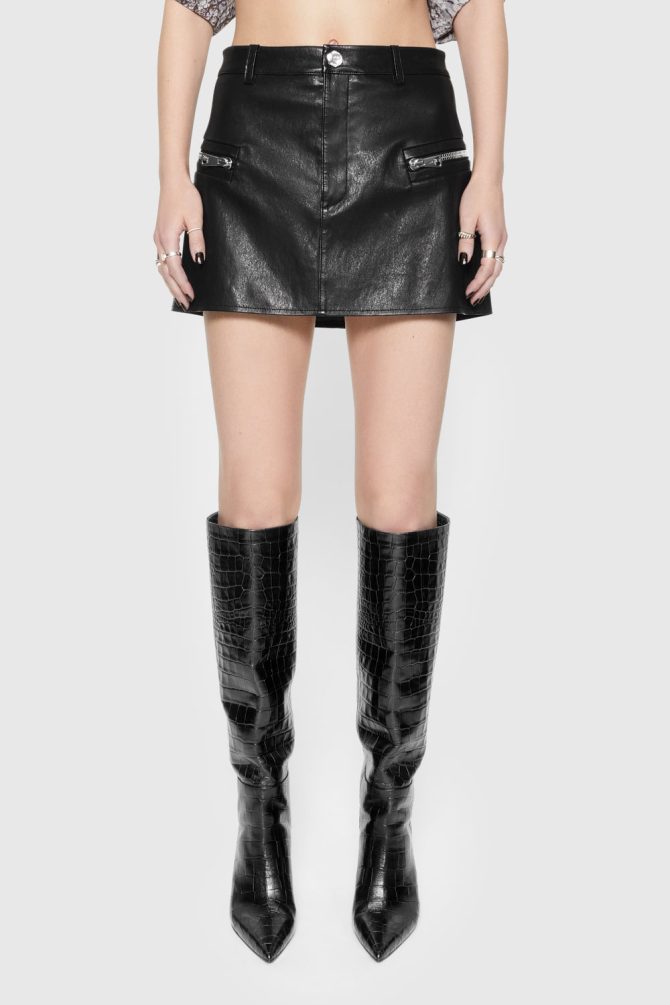 Poppy Leather Mini Skirt - Image 2