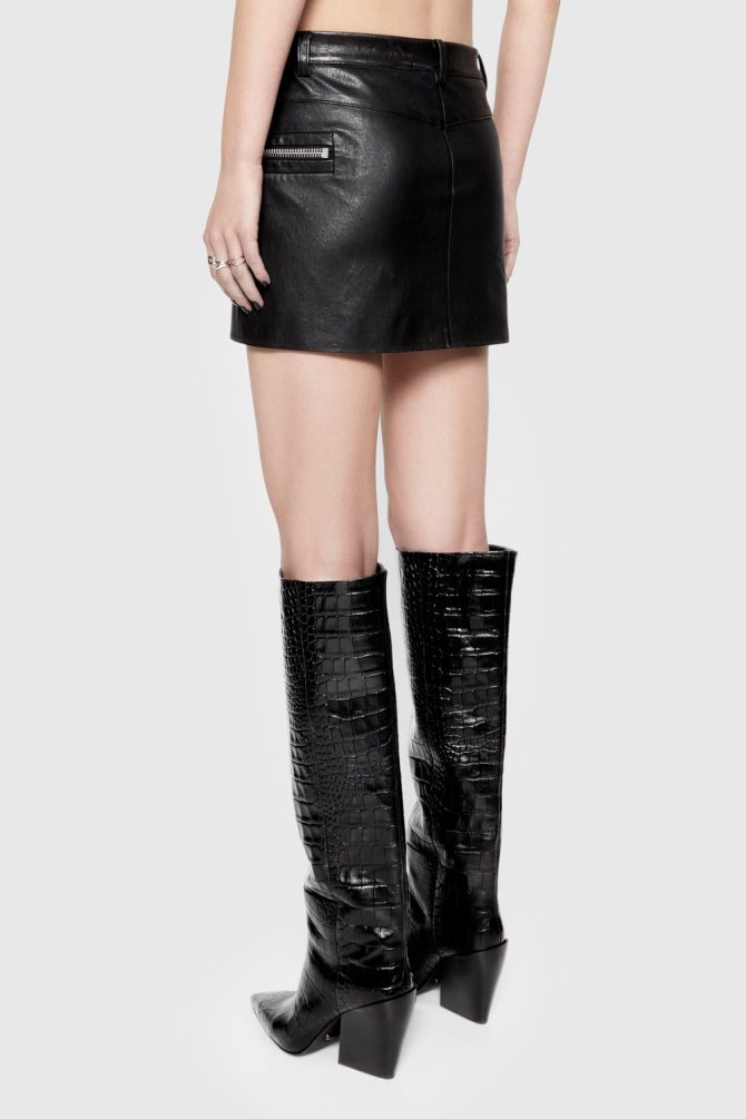 Poppy Leather Mini Skirt - Image 3